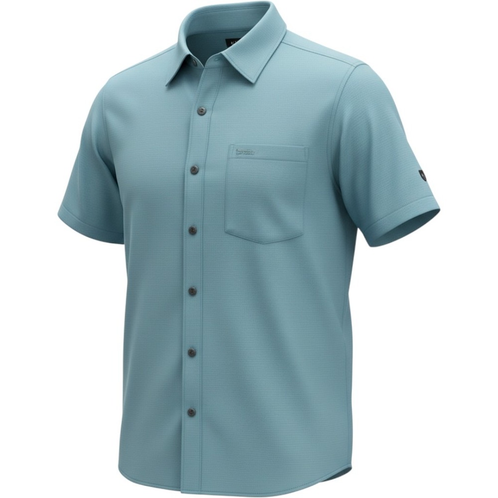 KUHL Short Sleeve Button Down Shirt Medium Blue Tapered Fit RN 108846